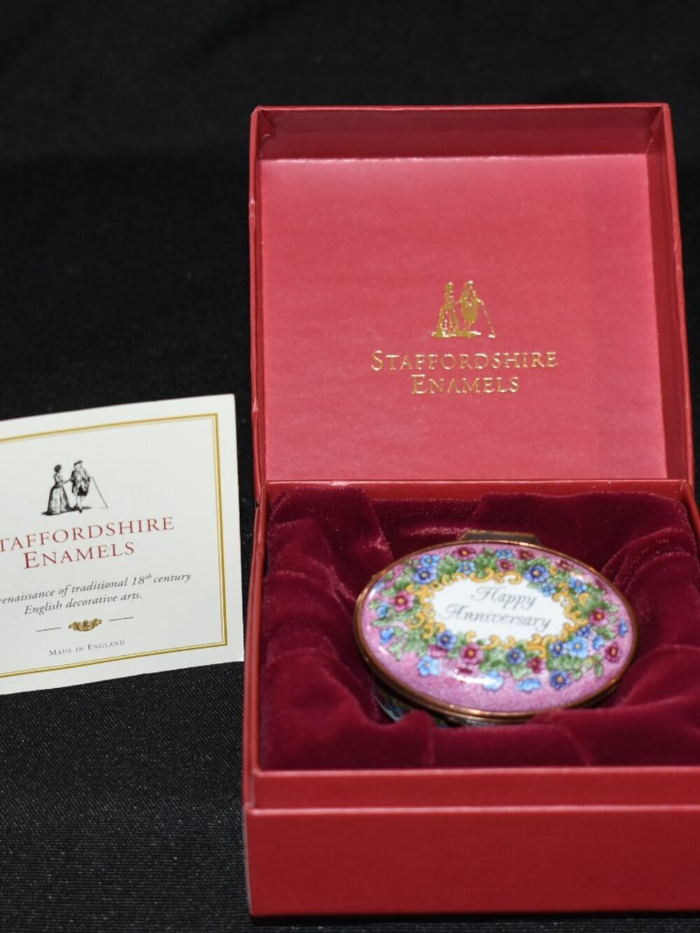Staffordshire Enamels Happy Anniversary Hand Painted Enamel on Copper Box 22/149